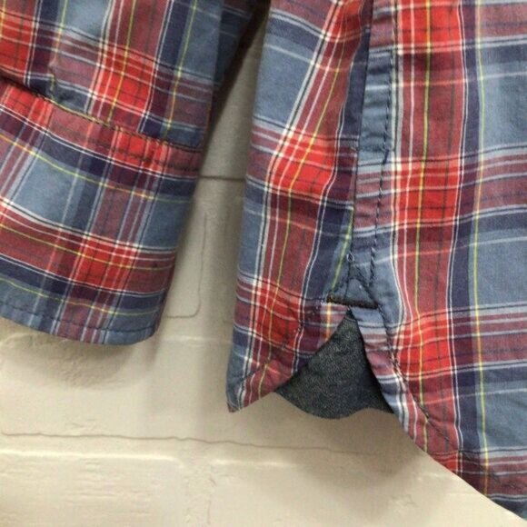 Black Brown 1826 100% Cotton Plaid Button Down Shirt Men XL Red Blue - Picture 3 of 10